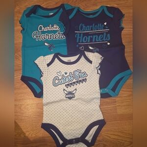 NBA Charlotte Hornets Baby Bodysuit 3-6 Months New 100% Cotton Retro Purple Blue